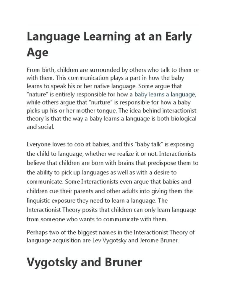 Language Learning at An Early Age | PDF | Second Language | Second ...