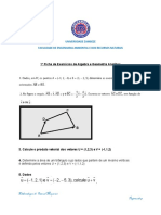 Exercícios de Álgebra e Geometria Analítica da Universidade Zambeze