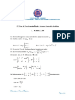 2 Ficha de Exercícios de ALGA (Algebra Linear e Geometria Analítica)