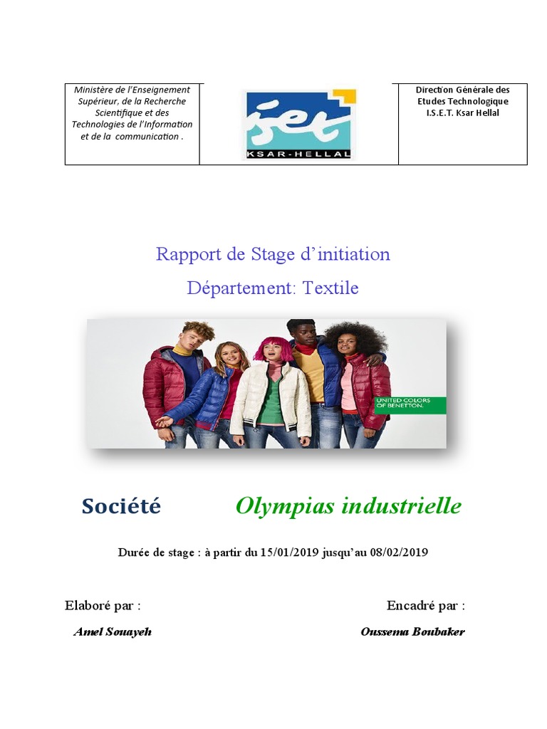 Rapport de Stage au Département Textile | PDF | Business
