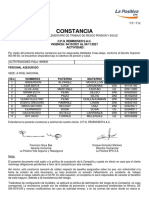 Constancia de seguro complementario de trabajo de riesgo pensión y salud