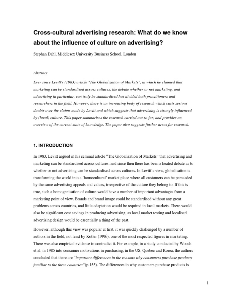Cultural Impact on Advertising Strategies | PDF | Collectivism ...