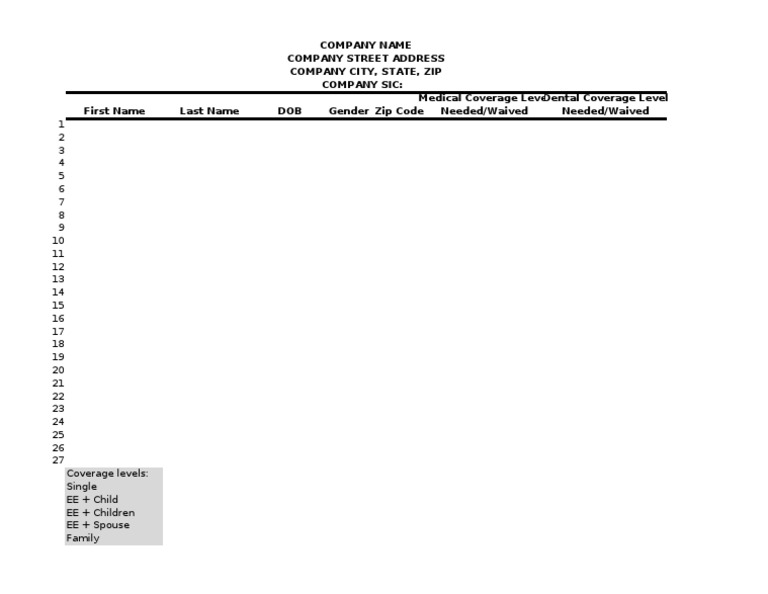 Census Template1 | PDF | Law