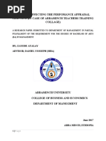 Factors Affecting The Perfomance Appraisal Practice (In Case of Arbaminch Teachers Training Collage)