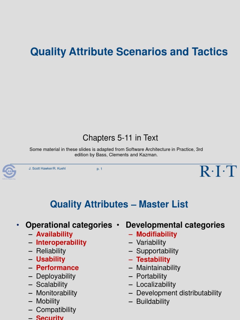 Quality Attributes and Design Tactics | PDF | Usability | Software
