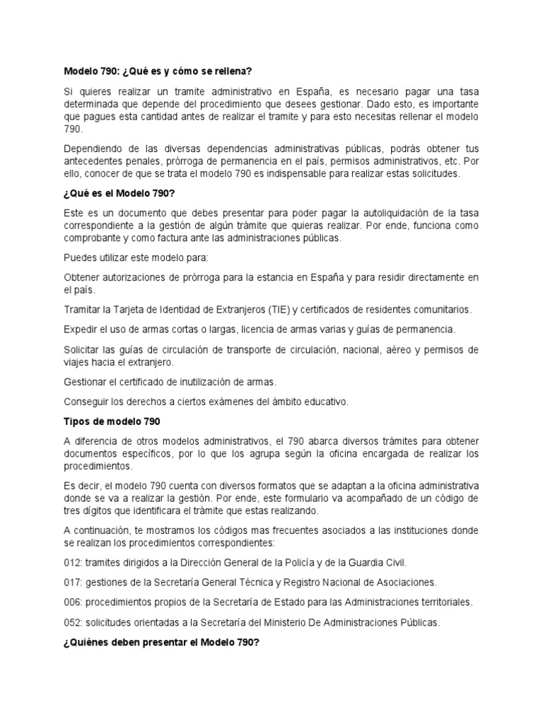 Guía para Rellenar el Modelo 790 | PDF | Visa de viaje