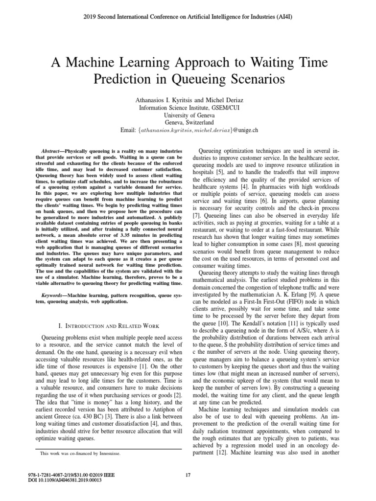 A Machine Learning Approach To Waiting Time Prediction in Queueing ...