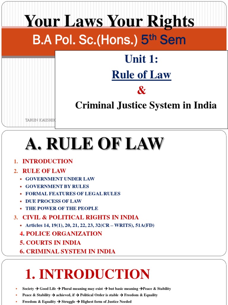 Rule of Law in India's Criminal Justice | PDF | Bail | Remand (Detention)