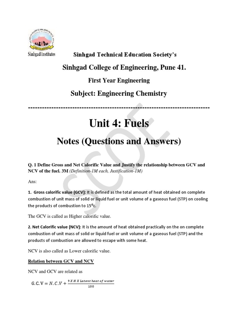 Unit 4 Fuels Notes (Questions and Answers) PDF Biodiesel