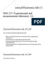 EE 209: Electrical/Electronics Lab MM 215: Experimental and Measurements Laboratory