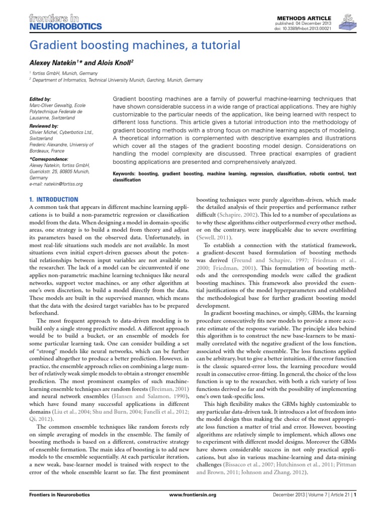 Gradient Boosting Machines, A Tutorial: Neurorobotics | Download Free ...