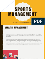 Sports Management: By: Vikram Singh Bhadauria