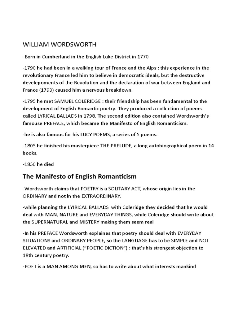 Wordsworth and Coleridge: The Founders of English Romanticism | PDF ...