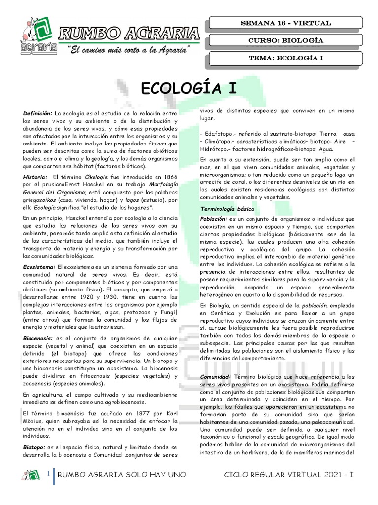 Introducción a la Ecología y Ecosistemas | PDF | Ecología | Suelo