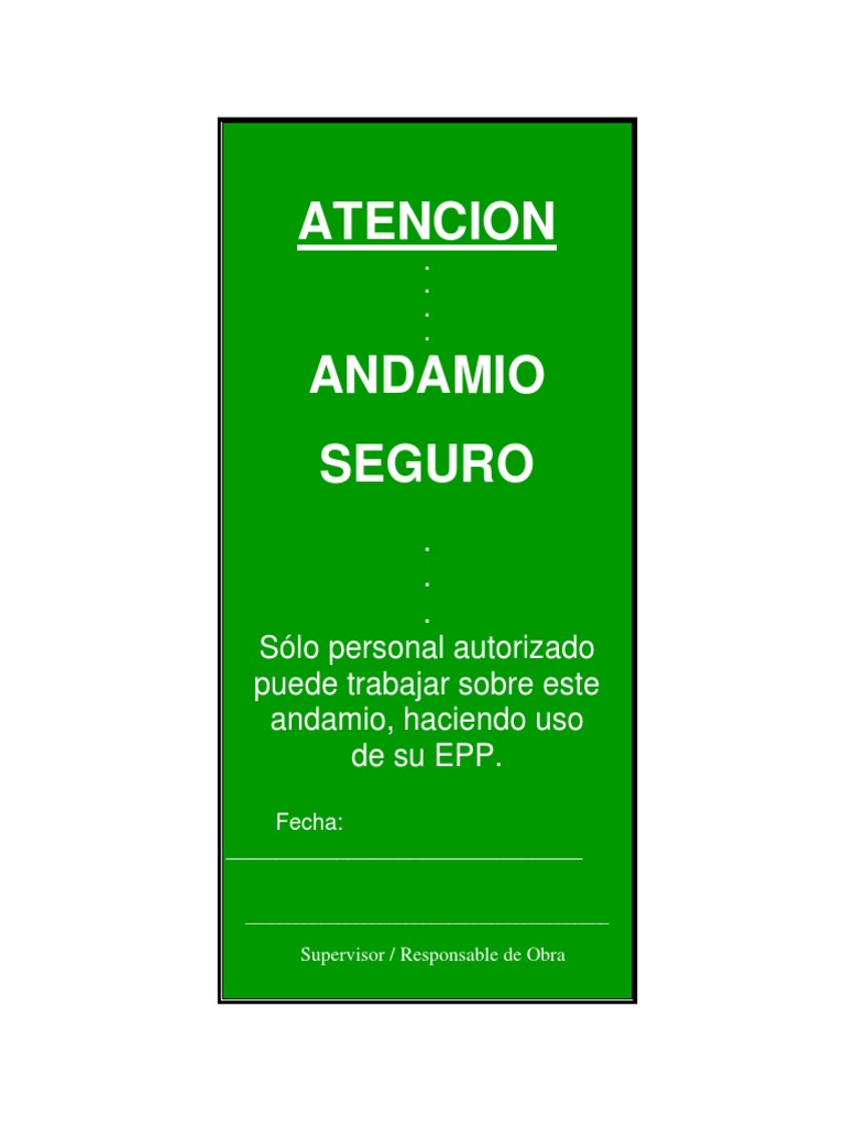 Seg-Nor-017 Tarjeta de Andamio Verde | PDF