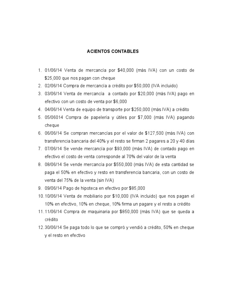 Asientos Contables de Ventas y Compras | PDF | Finanzas y dinero ...