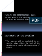 Faculty Job Satisfaction: Does Salary Affect Job Satisfaction of Teachers at Private Schools?