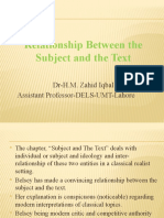 Relationship Between The Subject and The Text: Dr-H.M. Zahid Iqbal Assistant Professor-DELS-UMT-Lahore