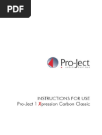 Instructions For Use Pro-Ject 1 Pression Carbon Classic