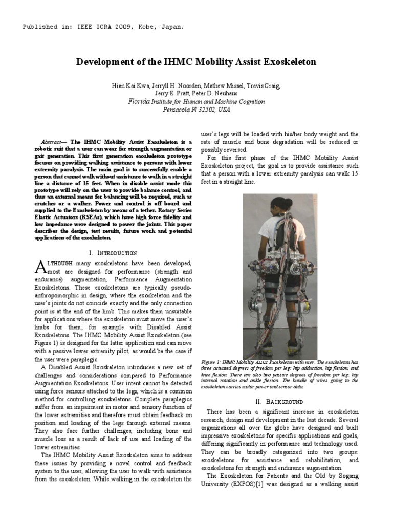 Develop Pment of The IHM MC Mobil Lity Assis ST Exoske Eleton | PDF ...