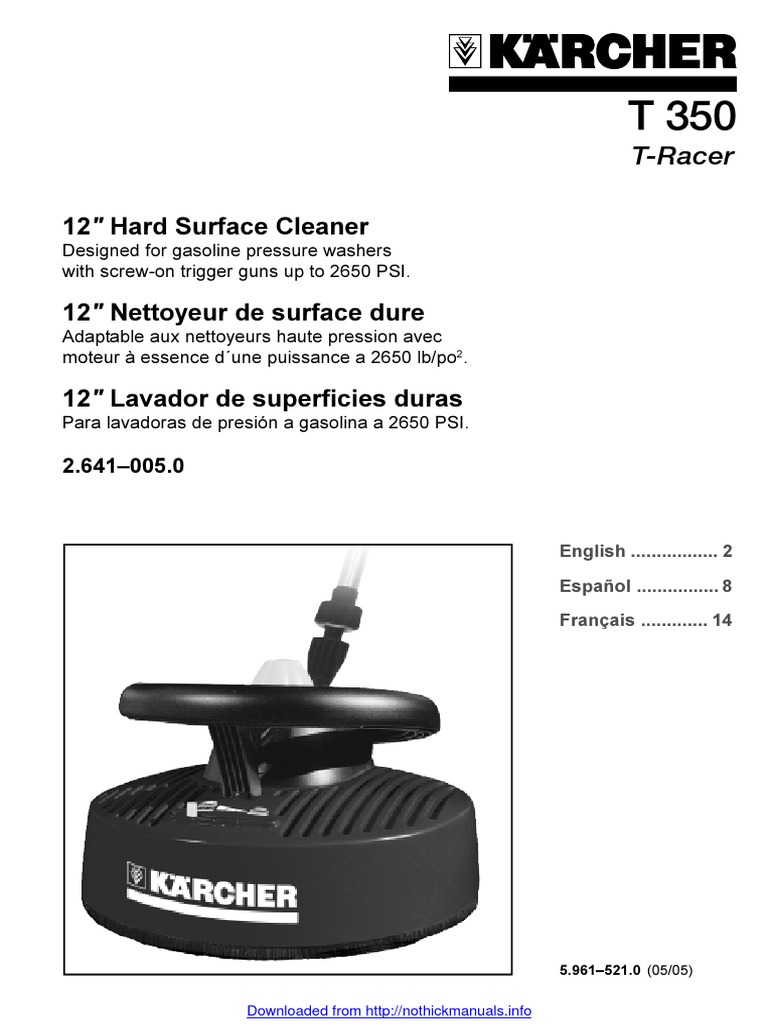 Karcher T350 TRacer PDF Tools Manufactured Goods