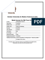 October University For Modern Sciences & Arts Model Answer For Mid Term Exam