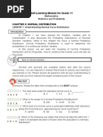 Self-Learning Module For Grade 11: Chapter Ii: Normal Distribution