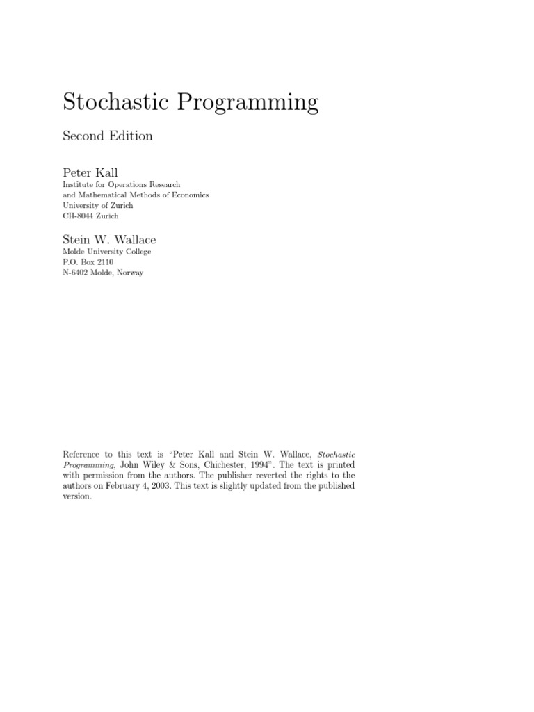 Stochastic Programming | PDF | Expected Value | Mathematical Optimization