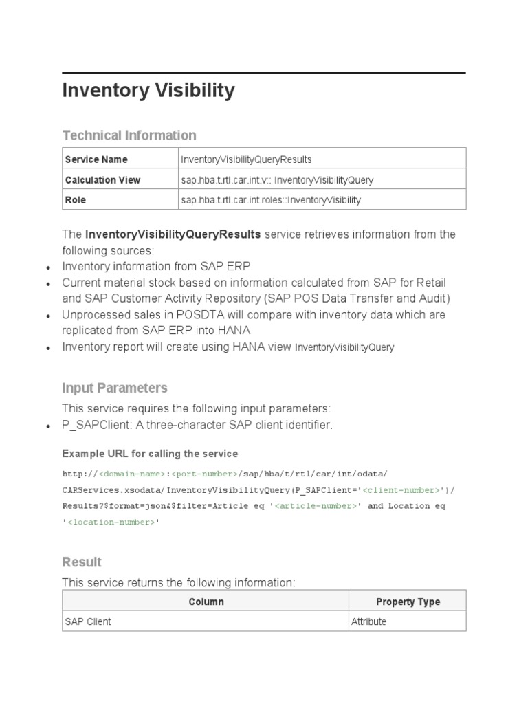 SAP Inventory Visibility Overview | PDF | Inventory | Point Of Sale