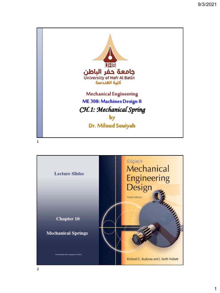CH.10 Mechanical Springs PDF Strength Of Materials Fatigue (Material)