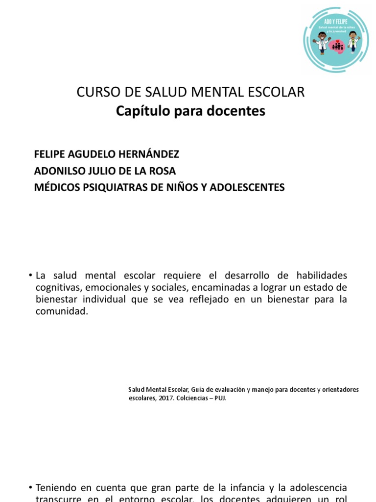 Salud Mental Escolar: Guía para Docentes | PDF | Trastorno depresivo ...