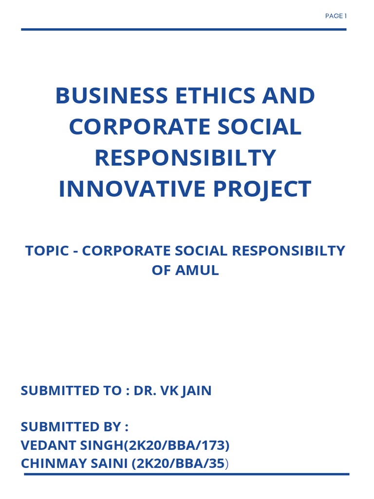 Amul's Corporate Social Responsibility | PDF | Corporate Social ...