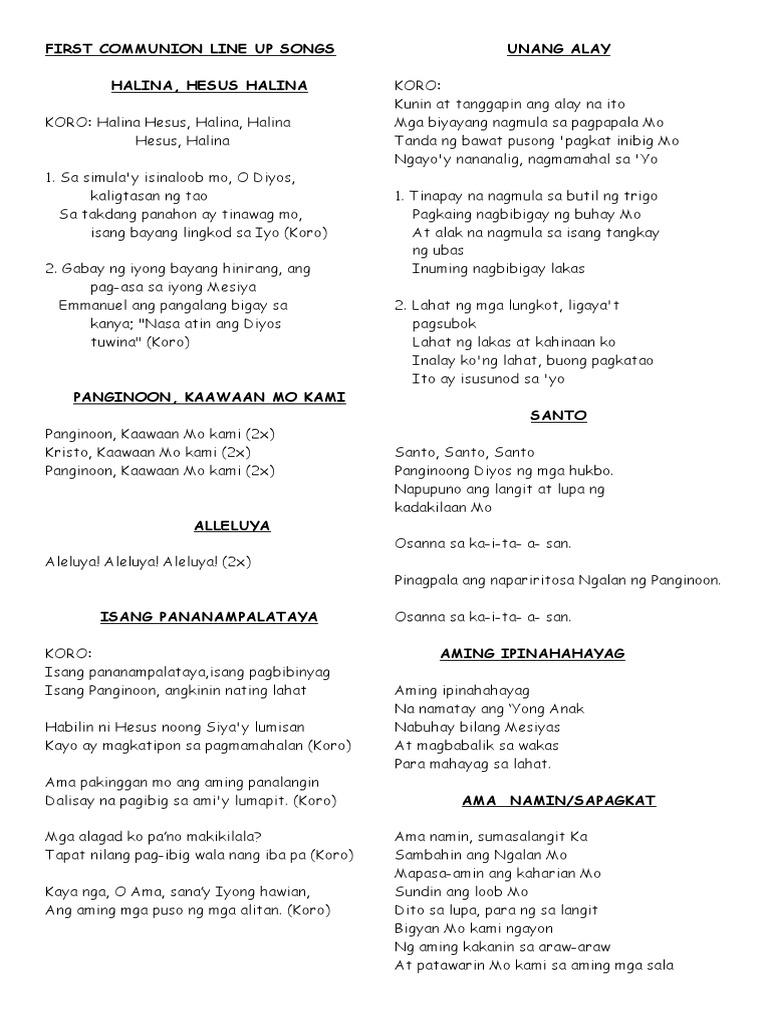 First Communion Line Up | PDF