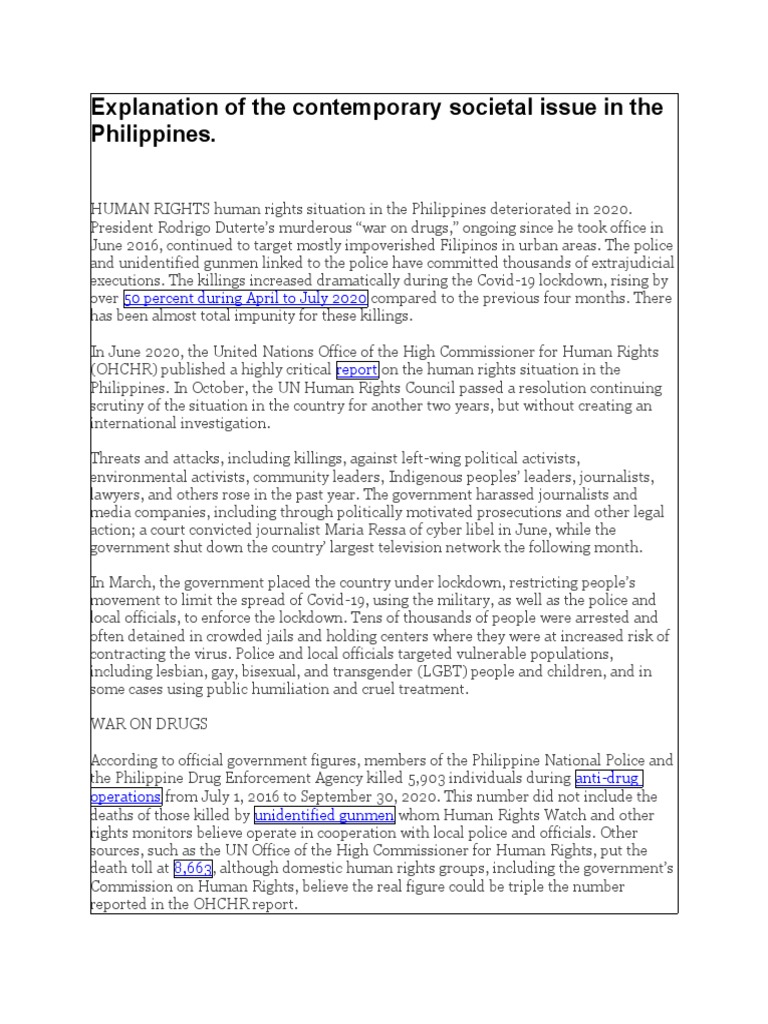 Human Rights Crisis in the Philippines | PDF | Rights | Crimes