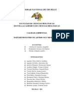 Calidad ambiental: Parámetros físicos, químicos y biológicos