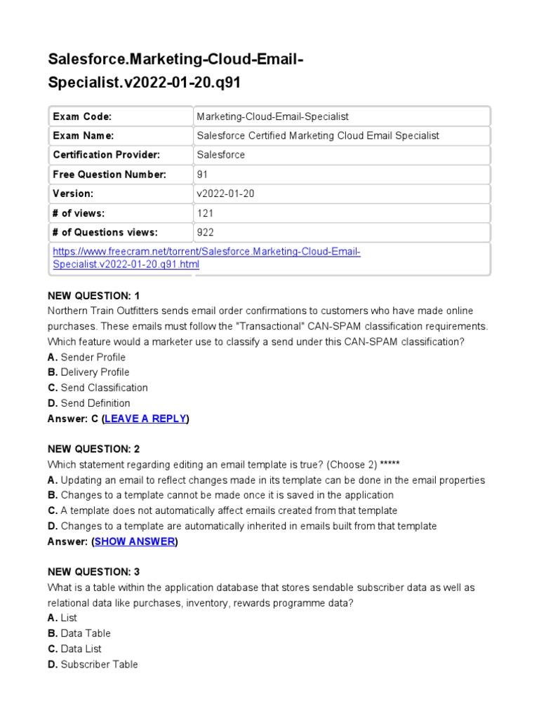 Marketing-Cloud-Email-Specialist Prüfungsvorbereitung