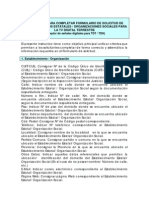 Instructivo para Completar Formulario de Solicitud Deestablecimientos Estatales / Organizaciones Sociales Parala TV Digital Terrestre