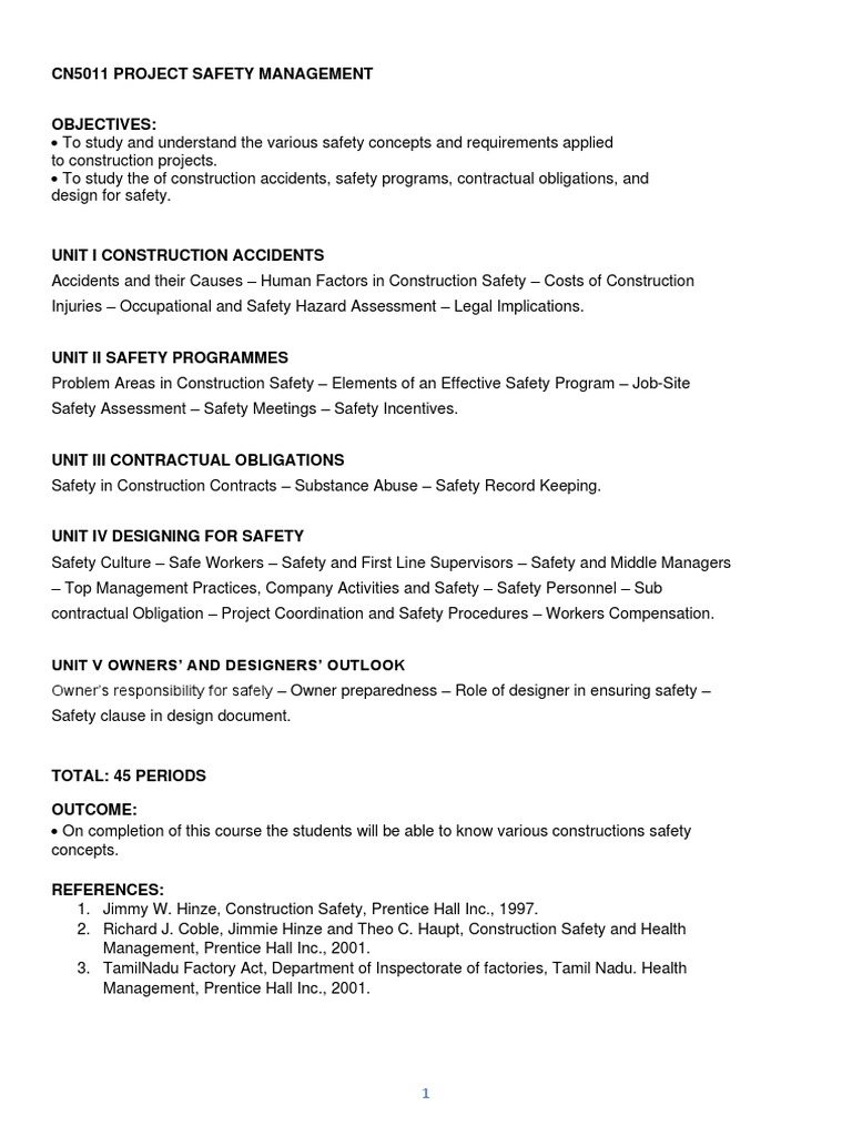 Construction Project Safety Management | PDF