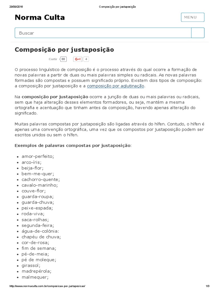 Composição por justaposição | PDF | Palavra | Linguística
