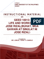 GEED 10013: Life and Works of Jose Rizal (Buhay, Mga Gawain at Sinulat Ni Jose Rizal)