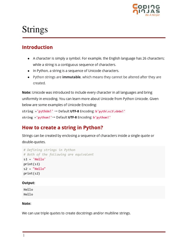 Strings Python Strings Are Immutable, Which Means They Cannot Be Altered After They Are Created