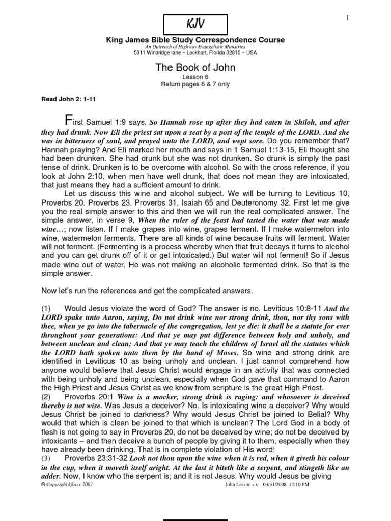 The Book of John: King James Bible Study Correspondence Course | PDF ...