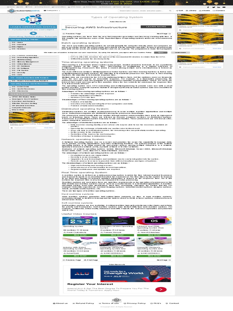 Types of Operating System | PDF | Operating System | Real Time Computing