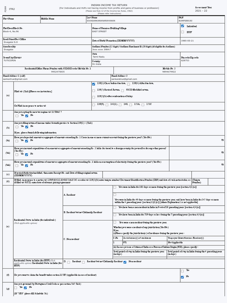 ITR2 Indian Income Tax Return Guide | PDF | Capital Gains Tax | Capital ...