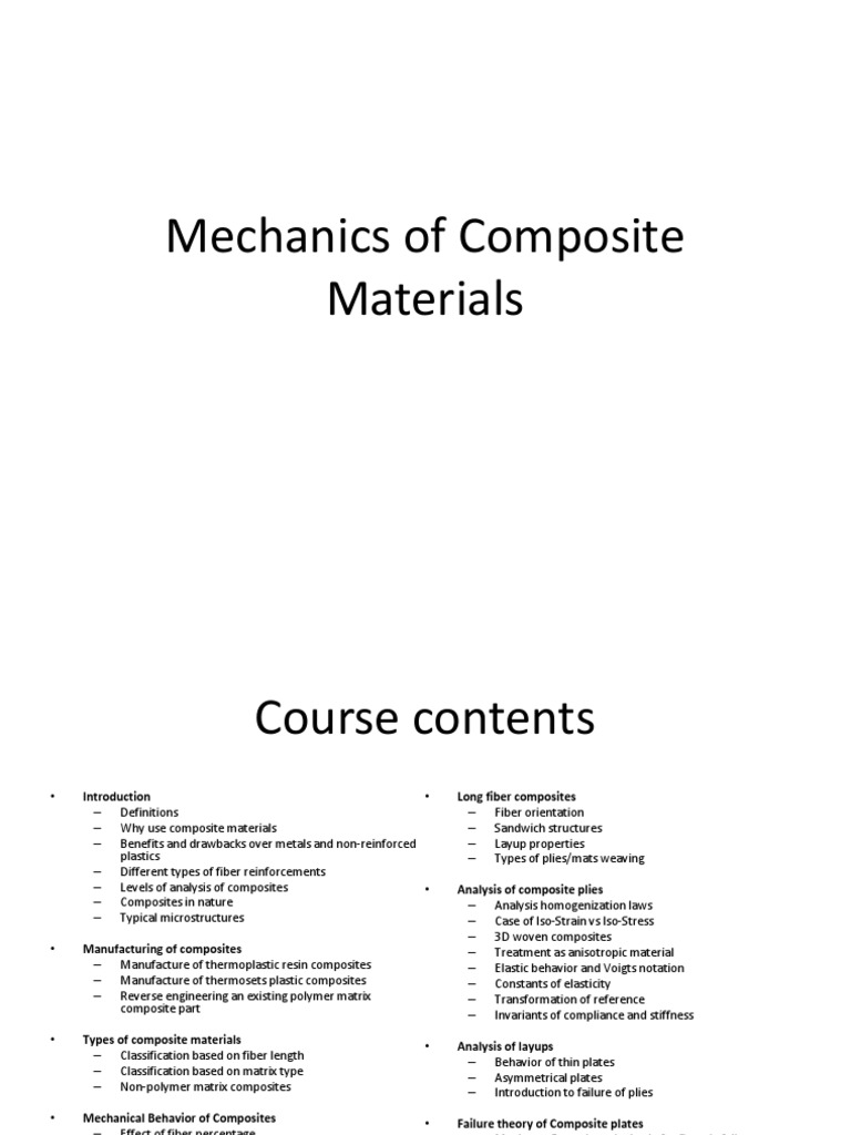 Mechanics of Composite Materials Overview | PDF | Composite Material ...