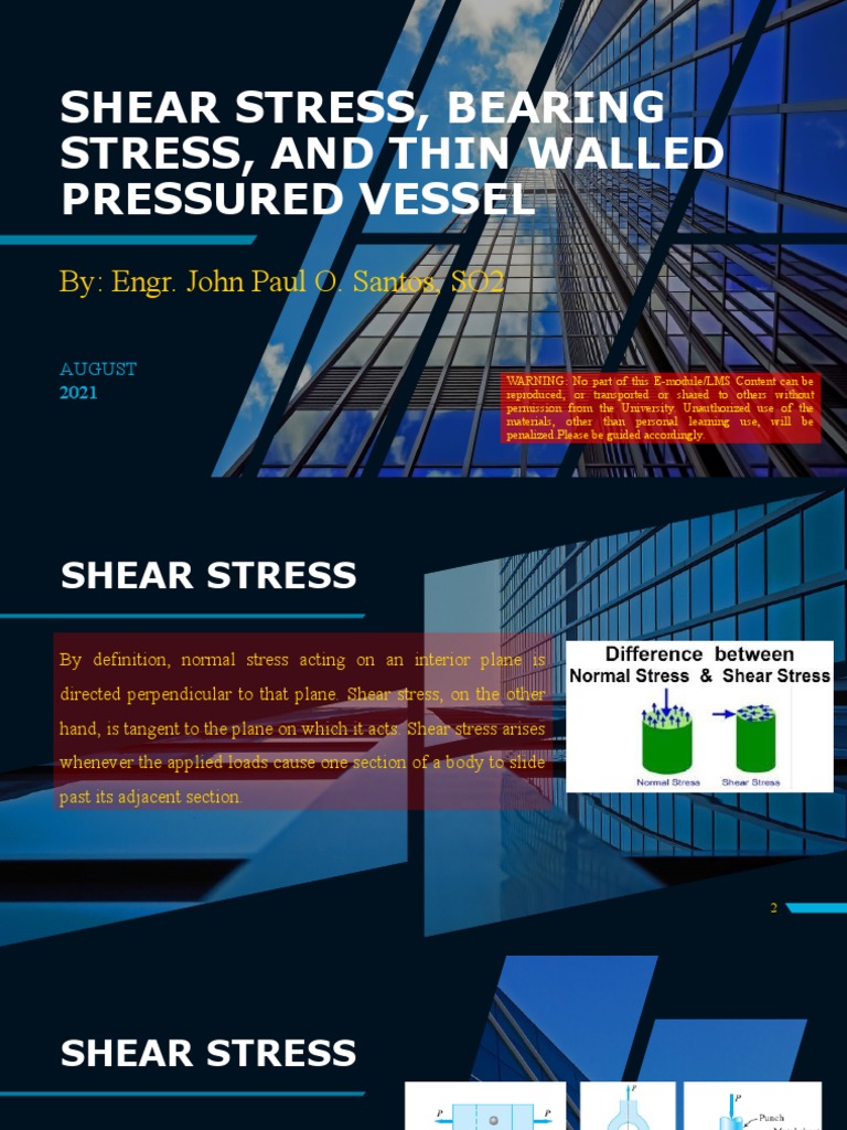 Shear and Bearing Stress | PDF | Stress (Mechanics) | Materials