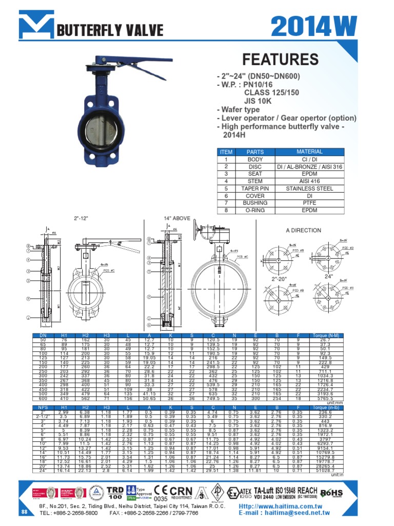 Butterfly Valve Specifications & Features | PDF | Valve | Chemical ...