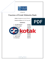 Function of Kotak Mahindra Bank: A Report On