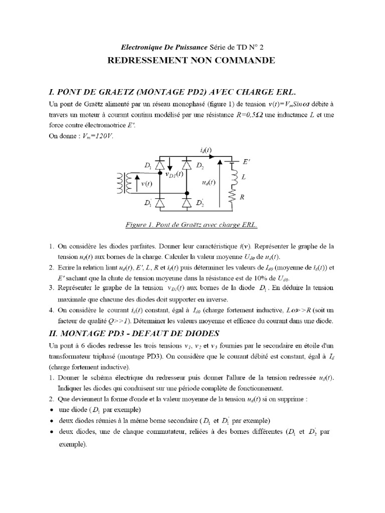Pont monophasé tout thyristors et moteur | PDF | Électrotechnique | Obliger