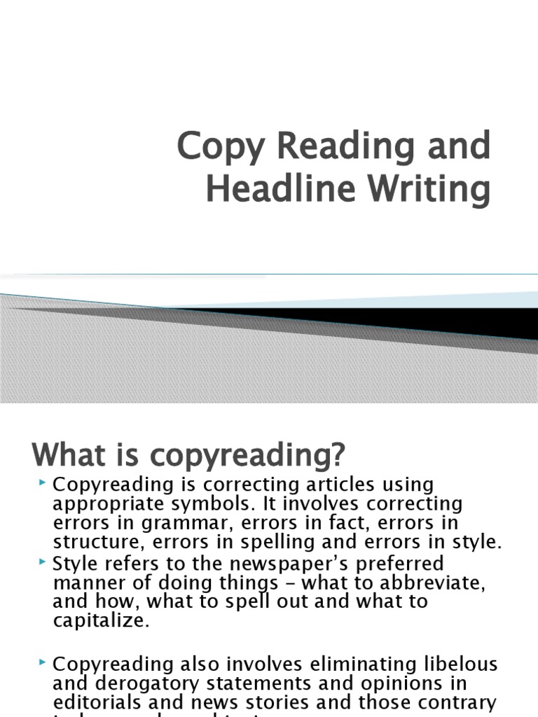 Copyreading and Headline Writing Guide | PDF | Letter Case | Comma